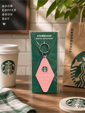 Starbucks 2026 Road Trip Collection Pink Motel Keychain The Perfect Pit Stop NWT